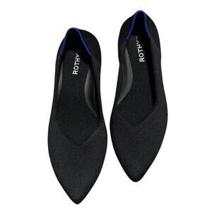 Rothy’s The Point II Black with Blue Trim Women’s Size 8 Ballet Flat